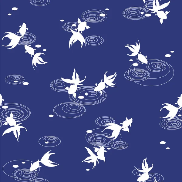 Beautiful Elegant Goldfish Water Crest Pattern — Stok Vektör
