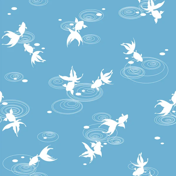 Beautiful Elegant Goldfish Water Crest Pattern — 스톡 벡터