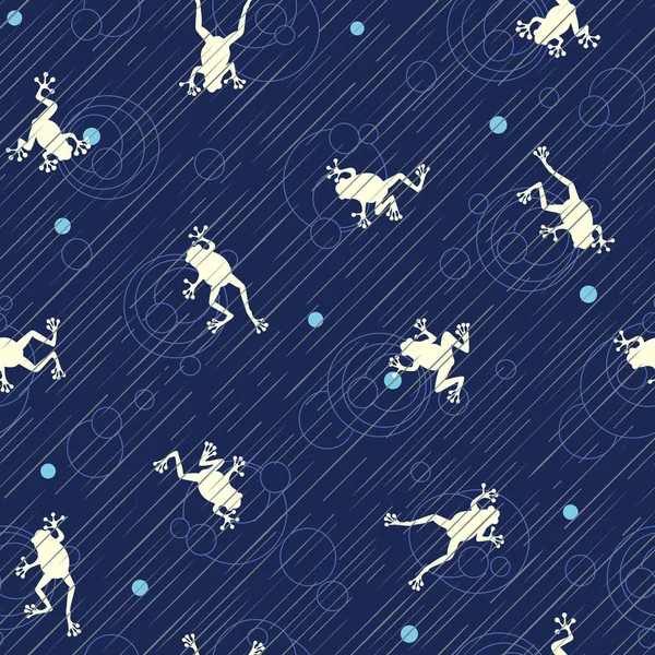 Simple Japanese Frog Rain Seamless Pattern — Stok Vektör