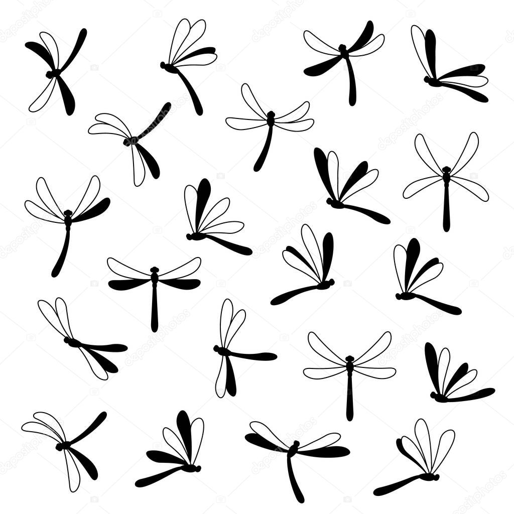 llustration material collection of simple dragonfly,