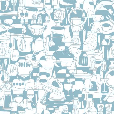 Mutfakta kullanılan aletlerin kusursuz deseni.,