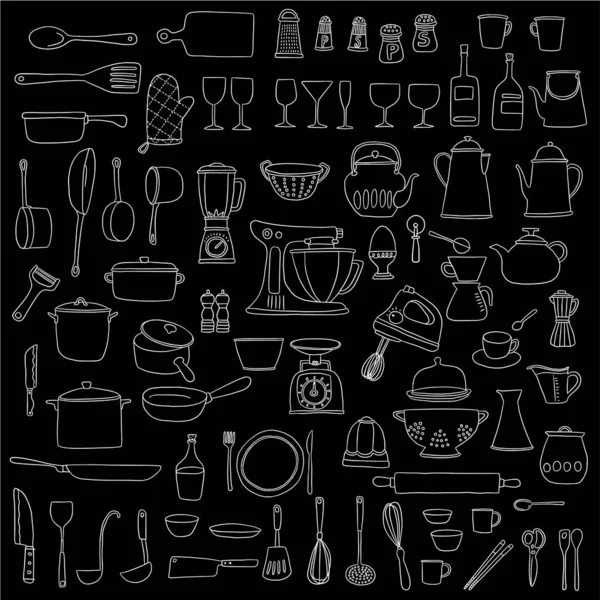 Illustration Collection Outils Utilisés Dans Cuisine — Image vectorielle