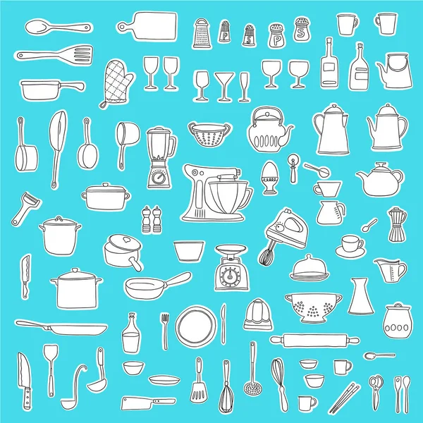 Illustration Collection Outils Utilisés Dans Cuisine — Image vectorielle