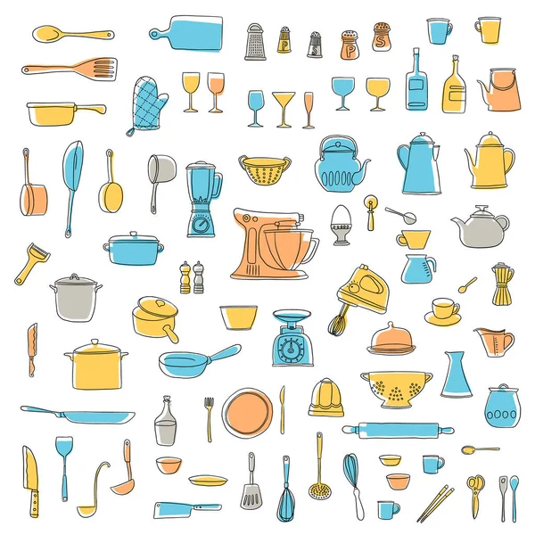 Illustration Collection Outils Utilisés Dans Cuisine — Image vectorielle