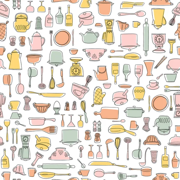 Illustration Motif Sans Couture Des Outils Utilisés Dans Cuisine — Image vectorielle