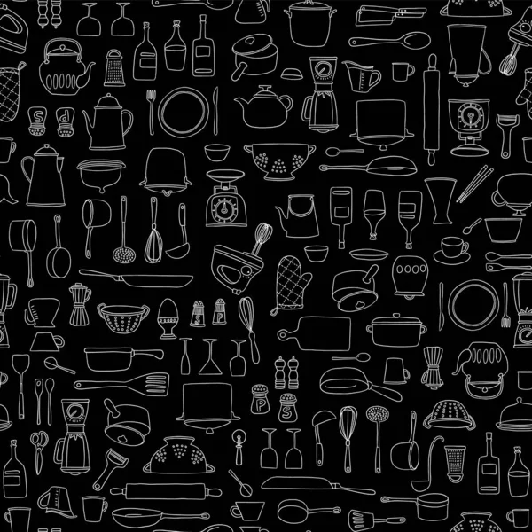 Illustration Motif Sans Couture Des Outils Utilisés Dans Cuisine — Image vectorielle