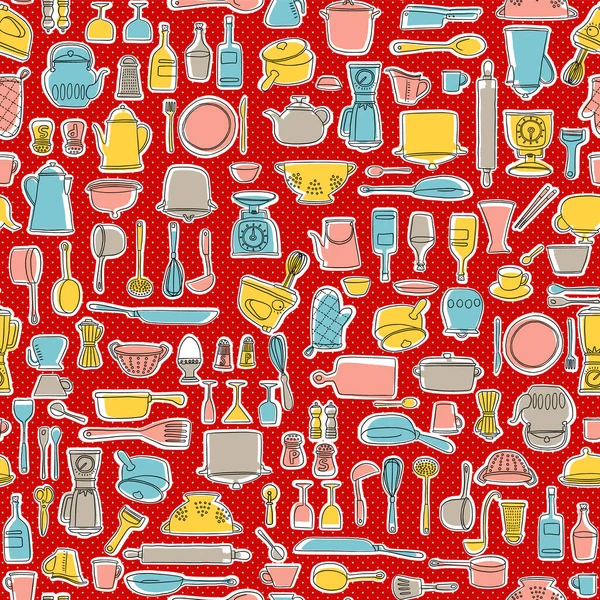 Illustration Motif Sans Couture Des Outils Utilisés Dans Cuisine — Image vectorielle