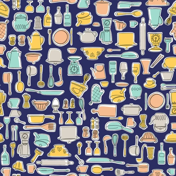 Illustration Motif Sans Couture Des Outils Utilisés Dans Cuisine — Image vectorielle