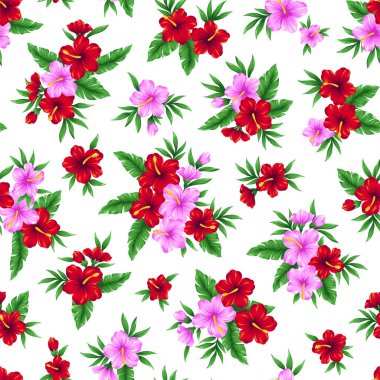 Güzel tropikal çiçek ve bitkisel desenler,