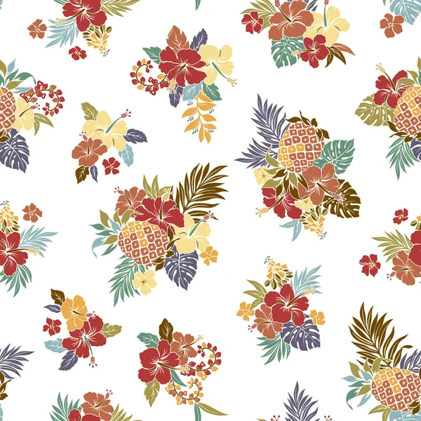 Belle Fleur Tropicale Motif Végétal Sans Couture — Image vectorielle