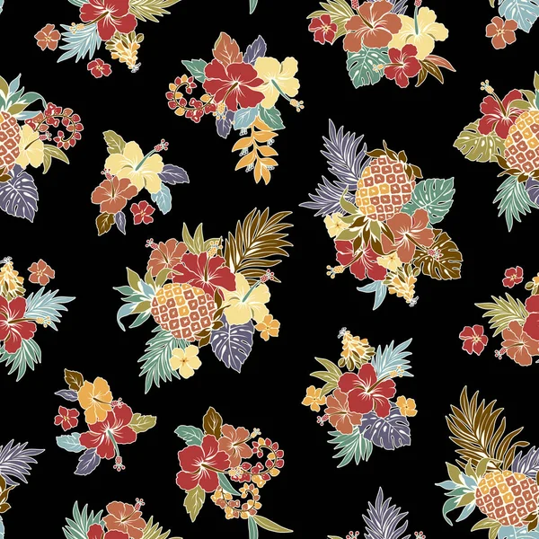 Belle Fleur Tropicale Motif Végétal Sans Couture — Image vectorielle