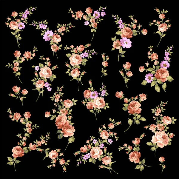 Gyönyörű Rózsa Illusztráció Anyag Gyűjtemény — Stock Vector