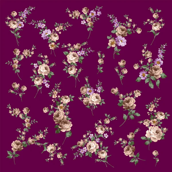 美丽的玫瑰插图材料收藏 — 图库矢量图片