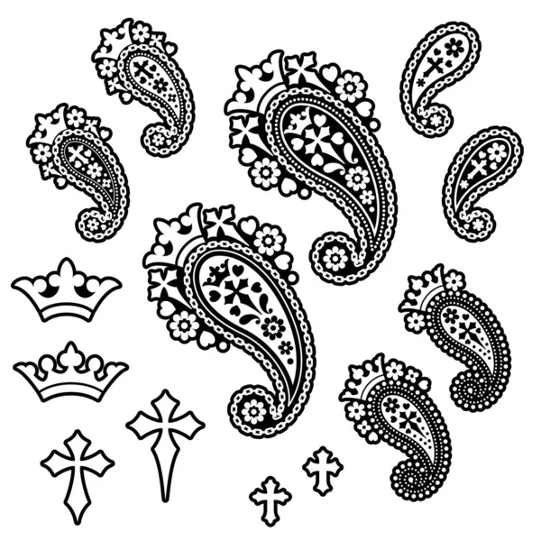 Cute Simple Paisley Material Collection — Stock Vector
