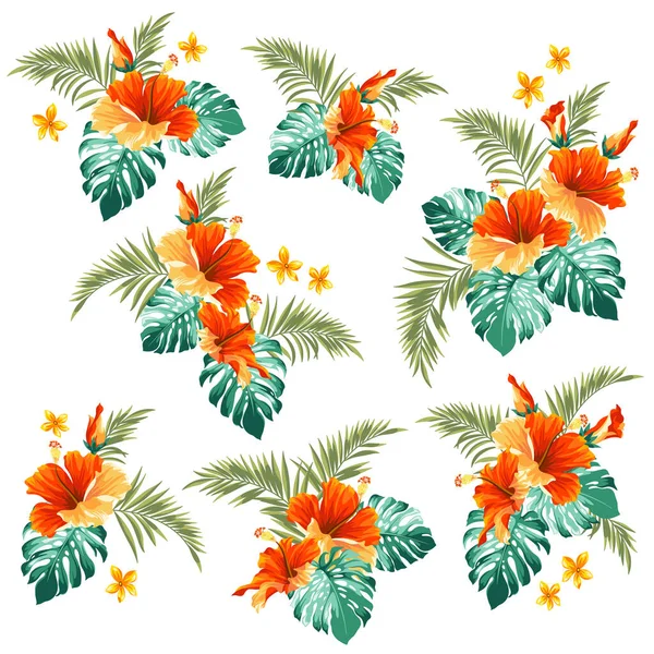 Belle Fleur Tropicale Motif Végétal Sans Couture — Image vectorielle