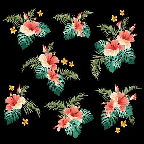 Belle Fleur Tropicale Motif Végétal Sans Couture — Image vectorielle