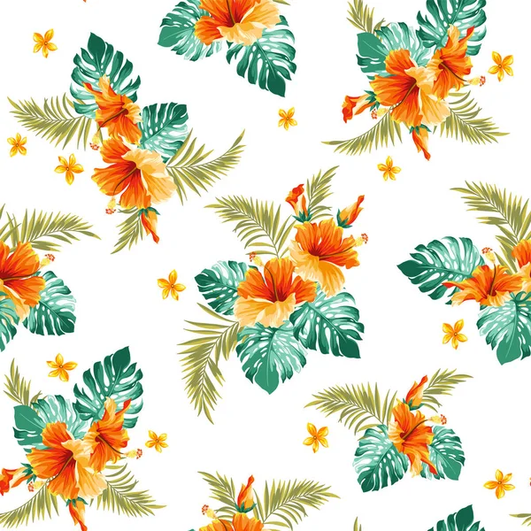 Tropical Flower Vector Illustration Material Collection — Stock Vector