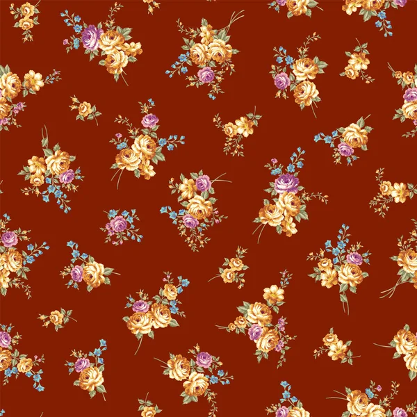 バラの美しい花束とシームレスなパターン — ストックベクタ