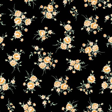 Seamless pattern using hand-drawn rose material,