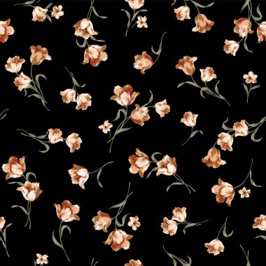 Beautiful tulip flowers seamless pattern,