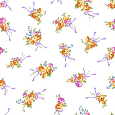 A beautiful rose bouquet made into a seamless pattern,