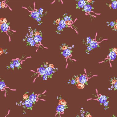 A beautiful rose bouquet made into a seamless pattern,