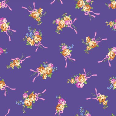 A beautiful rose bouquet made into a seamless pattern,