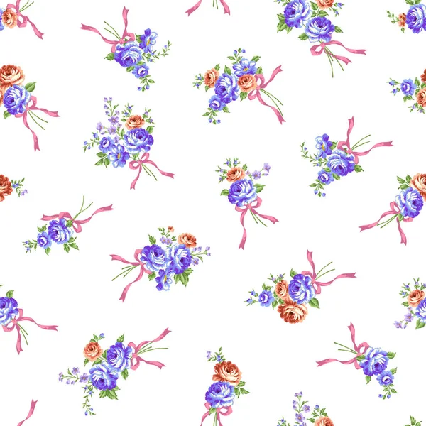 A beautiful rose bouquet made into a seamless pattern,