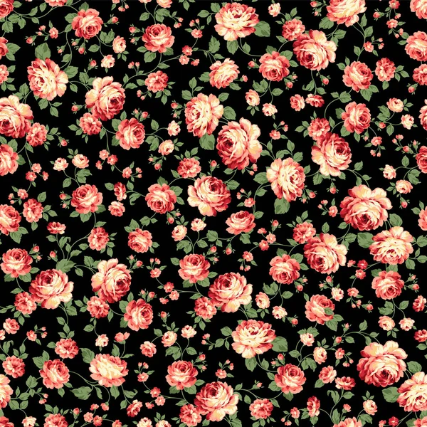Bezešvý Vzor Krásnou Kyticí Růží — Stockový vektor