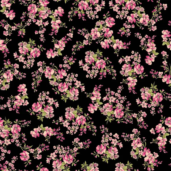 Nahtlose Und Schöne Blumenillustrationsmuster — Stockvektor