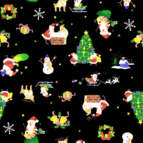 Handgezeichnetes Nahtloses Weihnachtsmann Muster — Stockfoto