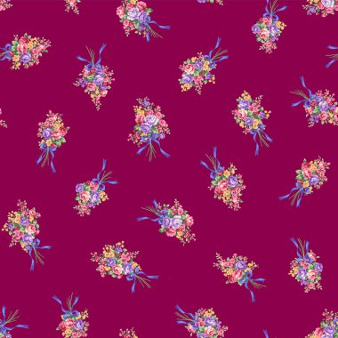 A beautiful rose bouquet made into a seamless pattern,