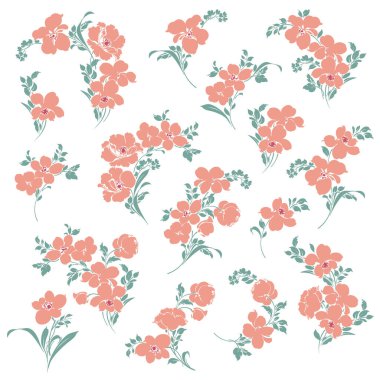 Güzel çiçek illüstrasyon materyali koleksiyonu,