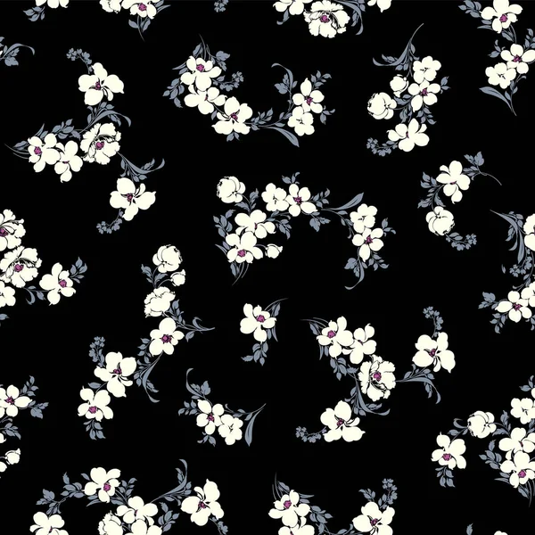 Nahtlose Und Schöne Blumenillustrationsmuster — Stockvektor