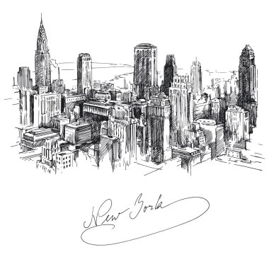 New york - elle çizilmiş metropolis
