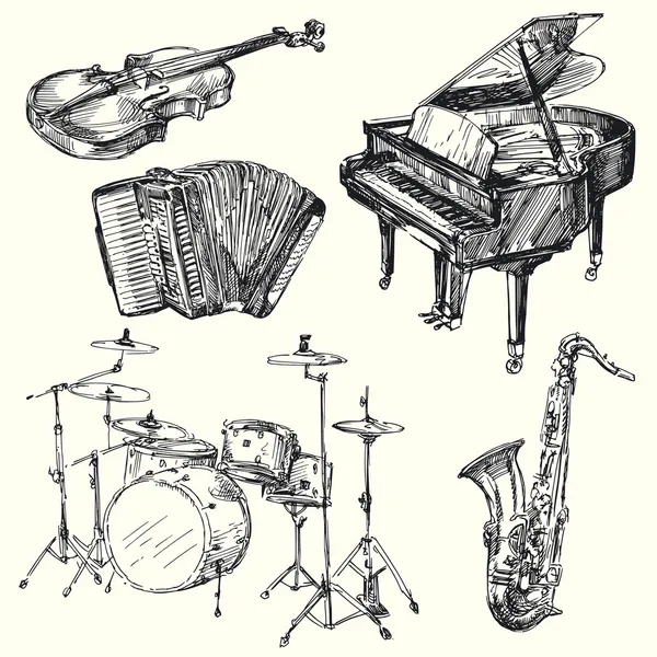 Instrumentos musicales — Vector de stock