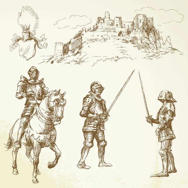 Chevaliers d'âge moyen — Image vectorielle