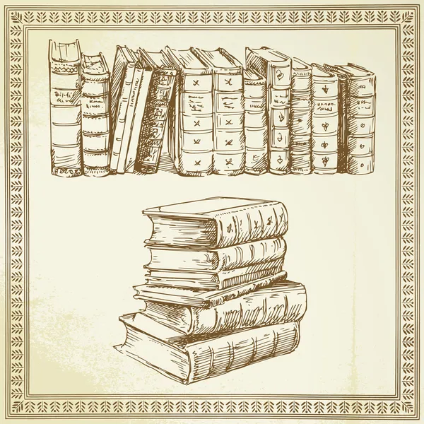 Libros - conjunto dibujado a mano — Vector de stock