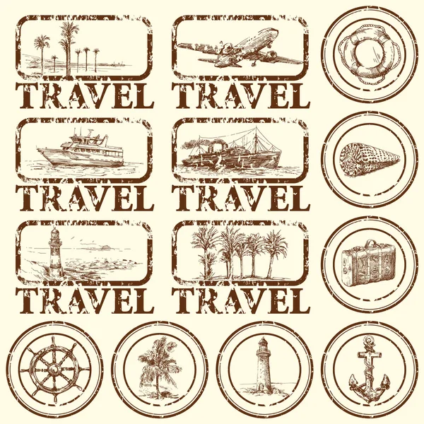 Timbre de voyage, marque — Image vectorielle