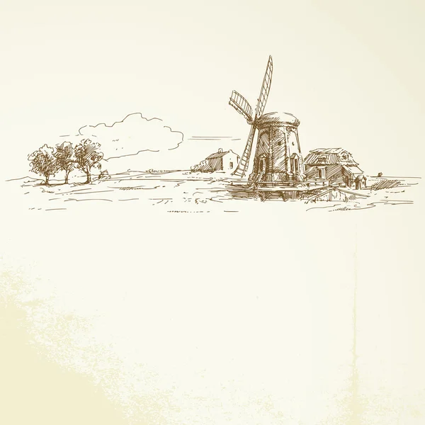 Holanda Molino de viento — Vector de stock