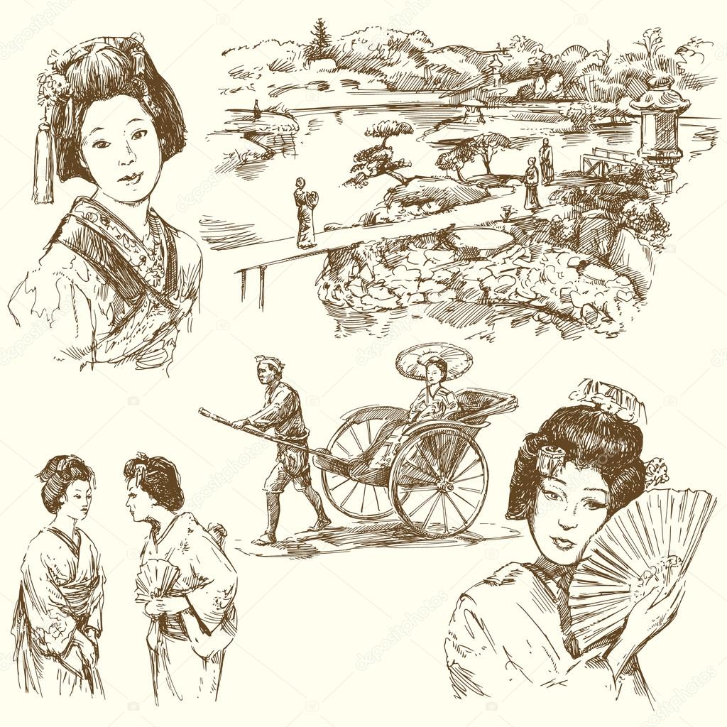 Japan heritage - hand drawn set