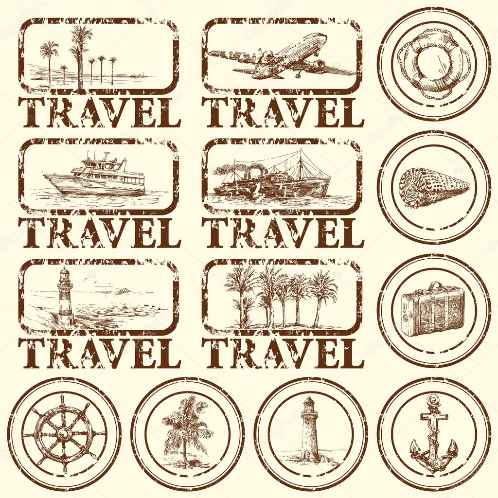 vintage travel stamps