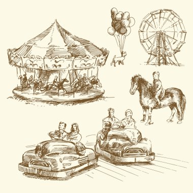 Carousel - hand drawn collection clipart