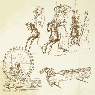 merry go round - Vintage el çekilmiş seti