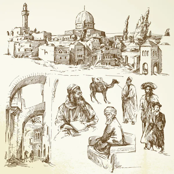 Gerusalemme disegnata a mano — Vettoriale Stock