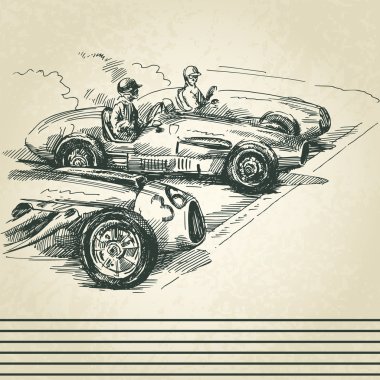 Vintage racing cars clipart