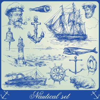 Deniz elemanları - el çekilmiş koleksiyonu