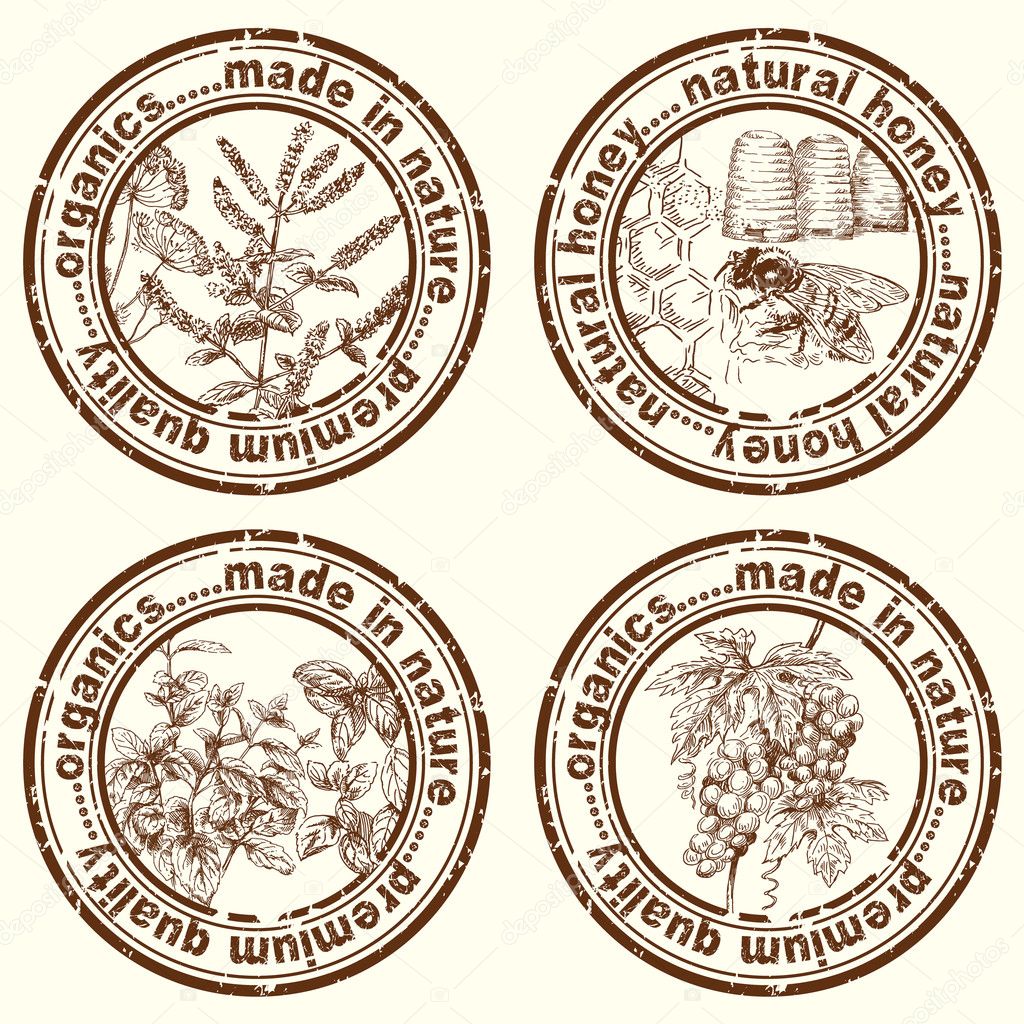 Herbs - stamp, label