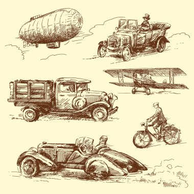 Old vehicles clipart