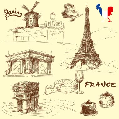 France-original hand drawn collection clipart